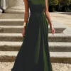 Fashion Casual Chic Slim Waist Elegant Round Neck Long Dress -Women Fashion Shop 4b2bb5602d0d0404