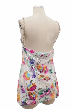 Sexy Strap Low Back Sequin Floral Chain Women's Sexy Short Dress -Women Fashion Shop 4bb83e16236ec3cd