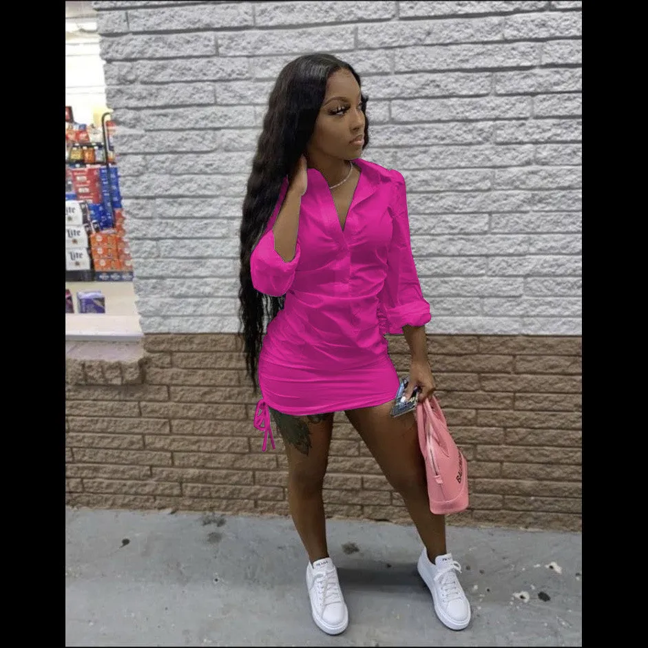 Ladies Solid Deep V Shirt Dress 12 Ladies Solid Deep V Shirt Dress - Image 10