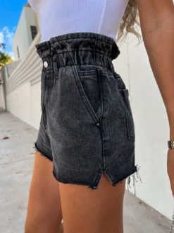 Women's Vintage High Waist Ruffle Elastic Waist Denim Shorts -Women Fashion Shop 4c20a040cf0f1c9c