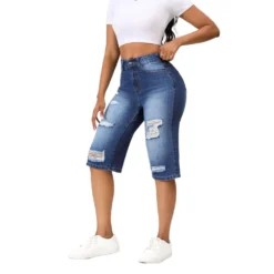 Summer Ripped Denim Pants Women's Three-Point Straight Leg Loose Trendy Midi Jeans 15 Summer Ripped Denim Pants Women's Three-Point Straight Leg Loose Trendy Midi Jeans -Women Fashion Shop 4c2f5a33e28cc479