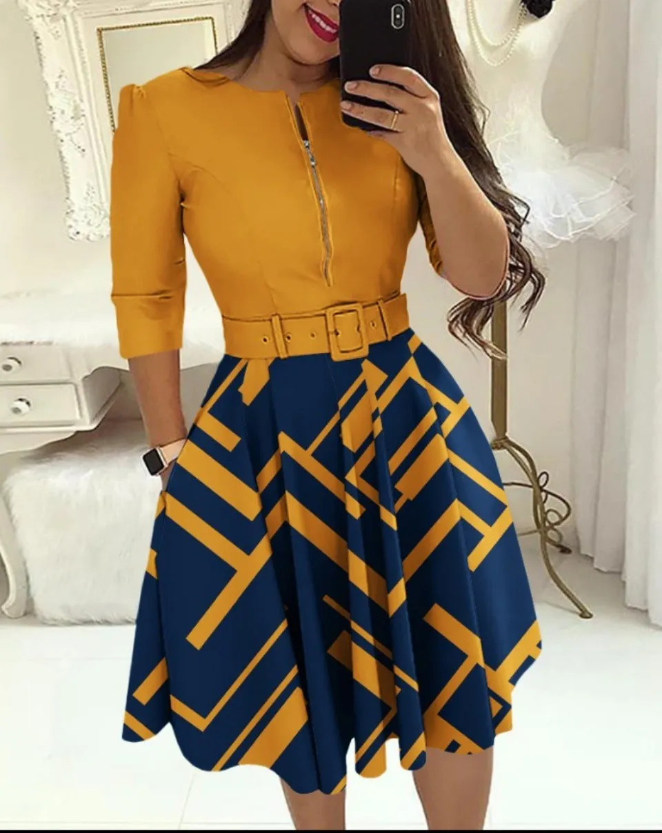 Women's Fashion Chic Long Sleeve Dress With Belt 12 Women's Fashion Chic Long Sleeve Dress With Belt - Image 10