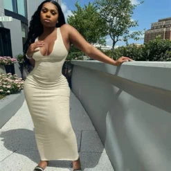 Summer Fashion Sexy U Neck Sleeveless Slim Chic Dress -Women Fashion Shop 4d1490e2e9a7862f