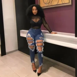 Style Trendy Ripped Women's Tight Denim Pants -Women Fashion Shop 4d3a5abaedab02c3