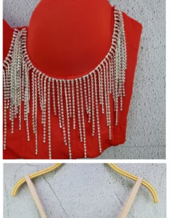 Women Rhinestone Tassel Chain Strap Bra Tank Crop Top -Women Fashion Shop 4d858da2522fabdf