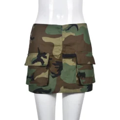 Women Summer Contrast Color Zipper Pocket Camouflage Skirt -Women Fashion Shop 4e30aa1f9f20f292