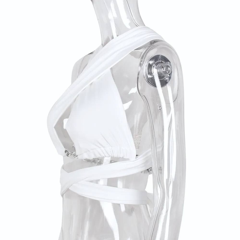 Women Sexy Summer Halter Neck Hollow Chain Backless Top 14 Women Sexy Summer Halter Neck Hollow Chain Backless Top - Image 13