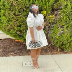 Spring/Summer Retro Court Style Pleated Puff Sleeve Loose Women Dress -Women Fashion Shop 503080fed306c7ad