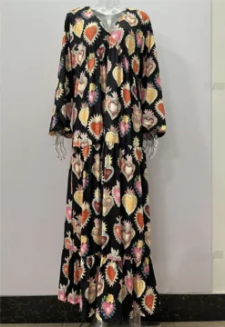 Plus Size Loose Fashion Print Plus Size Women's Autumn And Winter Dress