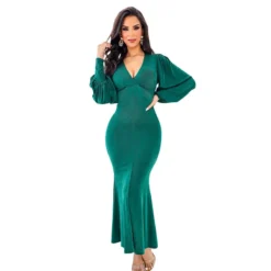 Women Spring V Neck Long Sleeve Dress -Women Fashion Shop 51a3d2b22e6a498c