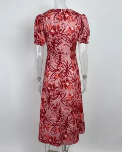 Women's Chic Career Floral Square Neck Sexy Slit Dress -Women Fashion Shop 52abc27dc4ce62dd