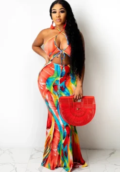 Fashion Sexy Print Halter Lace-Up One Piece Maxi Dress -Women Fashion Shop 53182cb701935001