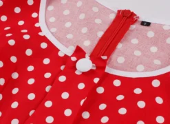 Women Retro Polka Dot Contrast Color Dress