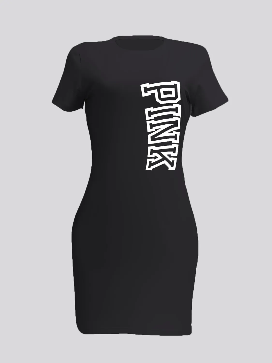 Summer Ladies Letter Print Solid Short Sleeve Tight Fitting Casual Dress 11 Summer Ladies Letter Print Solid Short Sleeve Tight Fitting Casual Dress - Image 9