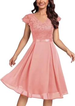 Women Lace Cutout Chiffon Dress -Women Fashion Shop 53fe936b72376110