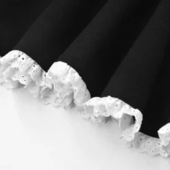 Chic Slim Contrast Color Ruffle Edge Long Sleeve A-Line Black Dress -Women Fashion Shop 54699b9cf42fe447