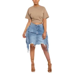 Fashion Ripped Tassel Wash Denim Sexy Bodycon Skirt Women -Women Fashion Shop 546b85929dd9d4a8