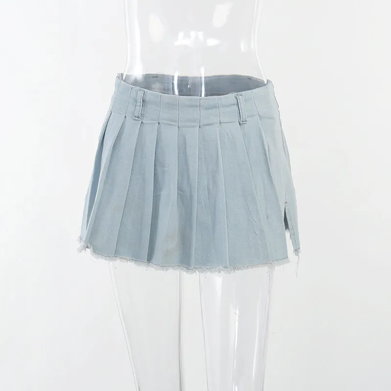 Women Street CasualDenim Pleated Skirt 8 Women Street CasualDenim Pleated Skirt - Image 6