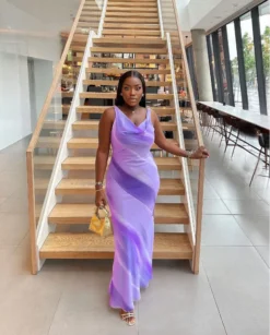 Women's Elegant Chic Print Long V-Neck Evening Dress -Women Fashion Shop 558154ab19c70f24