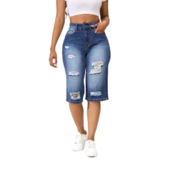 Summer Ripped Denim Pants Women's Three-Point Straight Leg Loose Trendy Midi Jeans 10 Summer Ripped Denim Pants Women's Three-Point Straight Leg Loose Trendy Midi Jeans -Women Fashion Shop 55a2f268973ad638