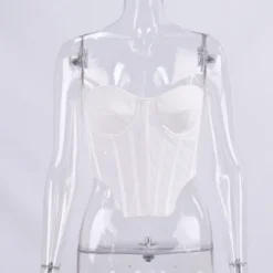 Women Sexy Mesh Fishbone Strapless Crop Top -Women Fashion Shop 55beb0a92005d0c8