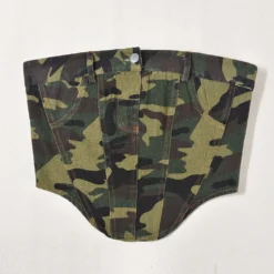 Summer Style Trend Low Back Irregular Camouflage Vest Top