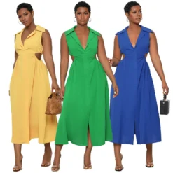 Women Casual Cutout Sleeveless Slit Dress 21 Women Casual Cutout Sleeveless Slit Dress -Women Fashion Shop 561ad4d2ed8fee61