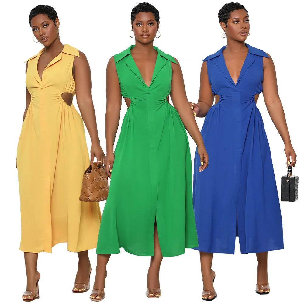 Women Casual Cutout Sleeveless Slit Dress 10 Women Casual Cutout Sleeveless Slit Dress - Image 8