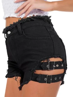 Denim Pants High Waist Street Style Ripped Cut Out Denim Pants Shorts -Women Fashion Shop 56547b4b6c13c4aa