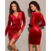 Spring Fashionable Velvet V-Neck Long Sleeve Evening Dress 1 Spring Fashionable Velvet V-Neck Long Sleeve Evening Dress -Women Fashion Shop 575471ff4b604569
