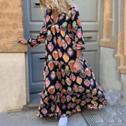 Plus Size Loose Fashion Print Plus Size Women's Autumn And Winter Dress -Women Fashion Shop 57ab2a22875676a4