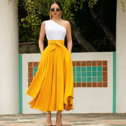 Women's Solid Casual Long Skirt -Women Fashion Shop 586ff237515d95f3