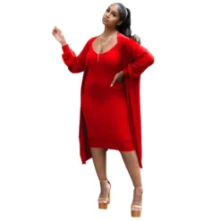 Women's Fall Ribbed V-Neck Long Sleeve Solid Casual Two Piece Dress Suit 32 Women's Fall Ribbed V-Neck Long Sleeve Solid Casual Two Piece Dress Suit -Women Fashion Shop 588634615d75ed9f