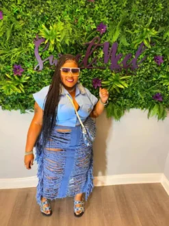 Women's Trendy Style Ripped Slit Fringed Denim Skirt -Women Fashion Shop 59321afb8dddd09b