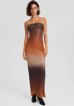 Autumn Women's Sexy Strapless Low Back Gradient Color Slim Long Dress -Women Fashion Shop 59aa0f27e30cb291