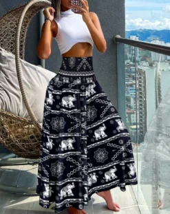 Summer Fashion High Waist Printed Women's Long Skirts 31 Summer Fashion High Waist Printed Women's Long Skirts -Women Fashion Shop 5a3169163d4295c3