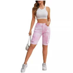 Women's Stretch Fashion Denim Shorts Washed Pocket Knee-Length Jeans 14 Women's Stretch Fashion Denim Shorts Washed Pocket Knee-Length Jeans -Women Fashion Shop 5c26ea49947a2319