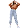 Women's Slim Fit Multi-Pocket Denim Cargo Pants -Women Fashion Shop 5e68c01e15b136f7