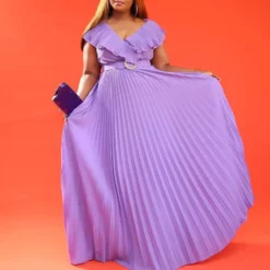 Women Summer Sexy Ruffled Pleated Maxi Dress With Belt -Women Fashion Shop 5e6ef724b1aa6da2