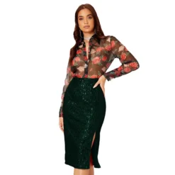 Women Slit Bodycon Sequined Skirt -Women Fashion Shop 5ef46c89d1bc5914