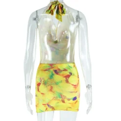 Women Printed Sexy Halter Neck Sleeveless Bodycon Dress -Women Fashion Shop 6218ec6816fc742e