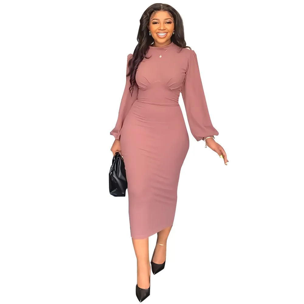 Chic Elegant Style Solid Color Cutout Long Sleeve Slim Fit Women'S Sheath Dress 14 Chic Elegant Style Solid Color Cutout Long Sleeve Slim Fit Women'S Sheath Dress - Image 12