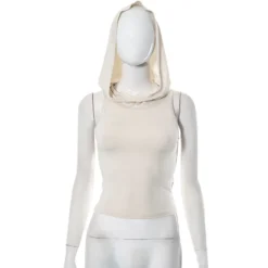 Women's Summer Solid Color Casual Sleeveless Hooded Cutout Slim Fit Sports Tank Top -Women Fashion Shop 6377c26d276cd02d