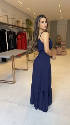 Women Suspender V-neck Tie-up Ruffled Slit Maxi Dress -Women Fashion Shop 658171be7f53be7d