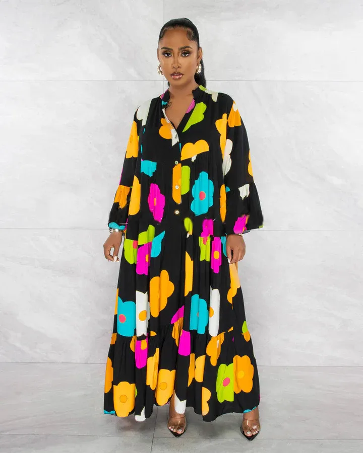 Women Floral Print Loose Long Dress 11 Women Floral Print Loose Long Dress - Image 9