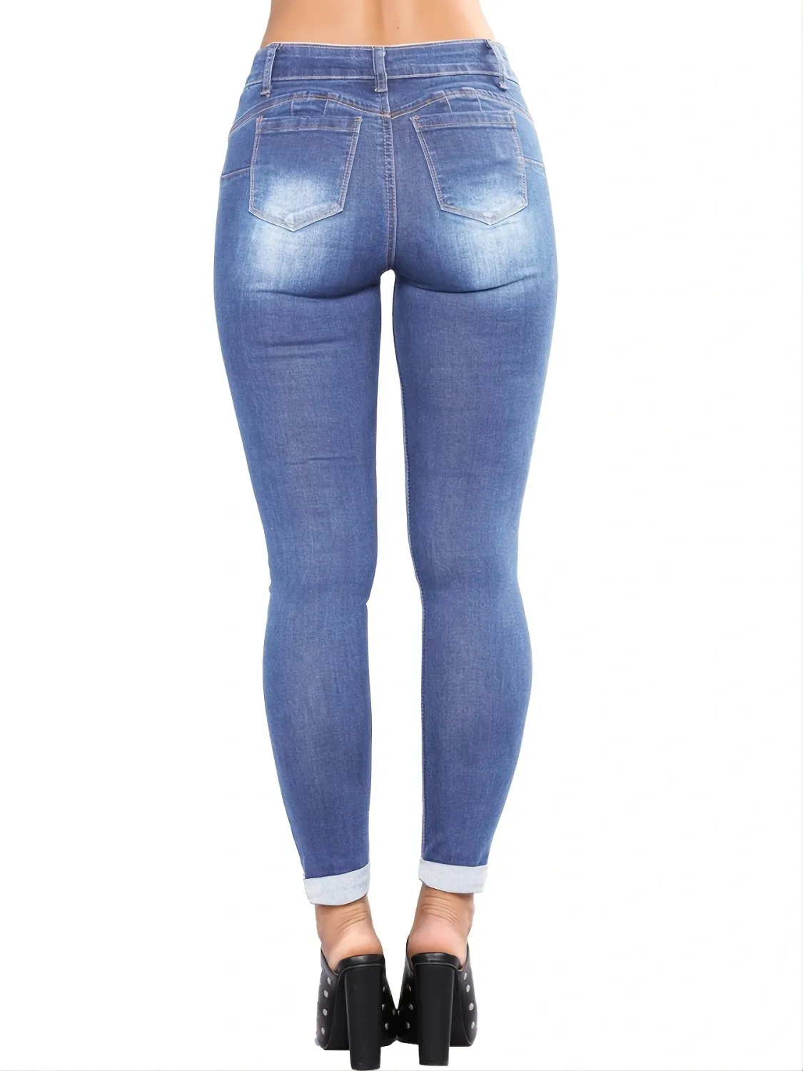 Women'S Spring Street Jeans Slim Butt Lift Small Foot Ripped Denim Pants 9 Women'S Spring Street Jeans Slim Butt Lift Small Foot Ripped Denim Pants - Image 7