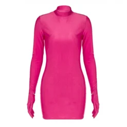Women Summer Sexy Round Neck Long Sleeve Gloves Bodycon Dress -Women Fashion Shop 66c4bec8c4b72f4d