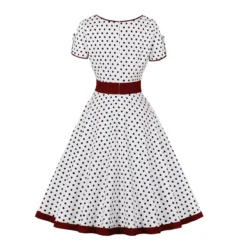 Women Retro Polka Dot Contrast Color Dress -Women Fashion Shop 678c4dfec4296caf