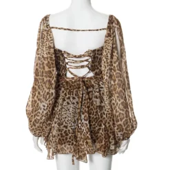 Women Summer Solid Casual Mesh Long Sleeve Lace-Up Backless Mini Dress -Women Fashion Shop 67acc95dcc6cd698