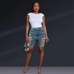 Women Pocket Ripped Tassel Denim Shorts -Women Fashion Shop 67fb5b1a93e68925